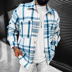 Textured Shirt, Wardrobe Color, Men Jackets, Mens Jackets Casual, Color Guide, Plaid Shirt Men, Print Ideas, Streetwear Men, Long Sleeve Plaid Shirt