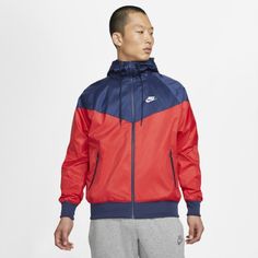 Details Turn On Your Speed-Mode! The Nike Woven Windrunner Hooded Jacket Gives A Refreshing Take To The Classic Windrunner. Crafted With Lightweight Fabric And A Heritage Nike Look, This Revamp Of The Icon Helps You Beat The Cold And Focus On What You Do Best. The Mesh Lining, Rib Finishing, And Chevron Design With Woven Label Pave The Foundation For A New Chapter In Your Story. Nike Woven Windrunner Hooded Jacket Features: Zip-Up Design Gives You Personalized Coverage. Mesh Lining, Rib Finishin Nike Windrunner, Nike Looks, Windrunner Jacket, Hooded Jacket Men, Chevron Design, Nike Tech, Nike Fashion, Shorts With Tights, Mens Sportswear