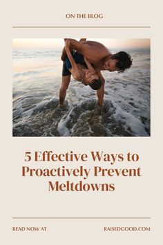 a man doing a handstand on the beach with text reading 5 effective ways to proactively prevent meltdowns