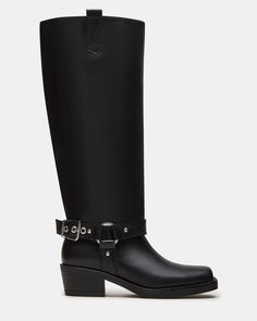 HAWKINS BLACK LEATHER High Design, 2 Inch Heels, Moto Boots, Steve Madden Shoes, Fun Bags, Boot Shoes Women, Women's Boots, Steve Madden, Knee High