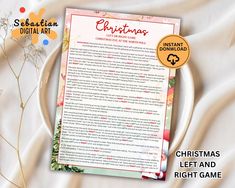 the christmas letter and right game is on display next to a plate with flowers in it