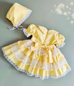 Fitted Princess Dress For Baptism In Spring, Fitted Yellow Dress For Dress-up, Yellow Baptism Dress For Summer, Yellow Fitted Dress For Dress-up, Yellow Summer Dress For Baptism, Elegant Cotton Dress For Dress-up, Elegant Cotton Dress For Dress-up Occasions, Summer Princess Style Baptism Dress With Short Sleeves, Fitted Yellow Princess Dress For Summer