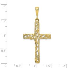 10k Yellow Gold Cross Religious Pendant Charm Necklace Latin Fine Jewelry Gifts For Women For Her Pendant Necklaces IceCarats.com Designer Jewelry Gift USA Formal Large Cross Pendant Jewelry, Yellow Gold Cross Necklace, Hamsa Pendant, Jewelry Charms Pendants, Yellow Tone, Gold Cross Necklace, Gold Satin, Rose Jewelry, Jewelry Charms