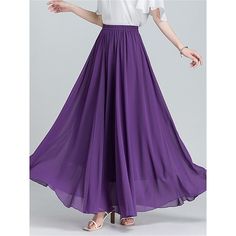 Season:Autumn / Fall,Spring  Summer,Summer; Fabric:Polyester; Dress Length:Maxi; Gender:Women's; Style:Casual,Fashion; Occasion:Mardi Gras,Mardi Gras Carnival,Casual Daily,Going out,Daily,Street,Vacation; Fit Type:Regular Fit; Waistline:High Waist; Pattern:Solid Colored; Design:Layered; Pants Type:Skirt,Swing,Long Skirt; Front page:FF; Listing Date:08/02/2023; Length:; Waist: Long Chiffon Skirt, Skirt Streetwear, Flowy Maxi Skirts, Solid Skirt, High Waisted Maxi Skirt, Long Skirts For Women, High Waist Fashion, Elegant Skirt, Long Skirts