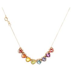 The full rainbow fantasy in the most unique and colorful slider, pendant necklace to light up your neck. This slider necklace is like no other and consists of heart settings with precious gems and sapphires in the Classic Mordekai rainbow pattern. You can take off the sliders or add new ones. Goes perfect with our matching eternity rainbow rings and bracelet. Stones are: Garnet, Sapersite, Yellow Sapphire,Peridot, Blue Topaz, Blue Sapphire, Amethyst, and Pink Tourmaline. Made in America. Additio Bracelet Stones, Full Rainbow, Slider Necklace, Rainbow Rings, Rainbow Heart, Rainbow Pattern, Precious Gems, Yellow Sapphire, Pink Tourmaline