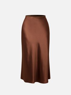 Silk-Like Satin Midi Slip Skirt Bias-Cut High Waisted Womens Skirt – OGLmove Silk Skirt Short, Brown Skirt Outfit, Silk Skirt Outfit, Modest Spring Outfits, Satin Skirt Outfit, Midi Slip Skirt, Skirt Aesthetic, Short African Dresses, Bias Cut Skirt