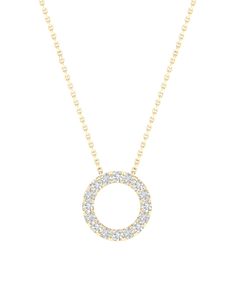 Halo Open Circle Necklace, Classic Diamond Necklace With Halo Detail, Timeless Diamond Pendant Necklace With Halo Setting, Classic Diamond Halo Necklace, Timeless Halo Pendant Diamond Necklace, Cubic Zirconia Open Circle Halo Jewelry, Diamond Necklace With Halo Setting And Round Stone, Elegant Open Circle Cubic Zirconia Jewelry, Anniversary Necklace With Halo Design And Round Stone