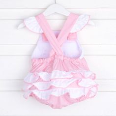 Adorable light pink gingham ruffle bubble! Features birthday girl smock plate and ric rac trim. Perfect for a birthday! Girls Smock, Ric Rac, Pink Gingham, Birthday Girl, Birthday Celebration, Girl Birthday, Gingham, Smocking, Ruffles