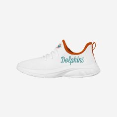 Miami Dolphins Womens Midsole White Sneakers FOCO 6 - FOCO.com Miami Dolphins Outfit Woman, Miami Dolphins Shoes, Miami Dolphins Ring, Miami Dolphins Hat, Miami Dolphins, White Design, Everyone Knows, Team Names, Toe Designs