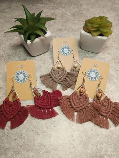 These Boho-style macrame earrings are made to order with 100% natural cotton cord and a 28mm steel teardrop hoop. They are perfect for any occasion and can be dressed up or dressed down! These darling earrings are very lightweight and comfortable to wear.  Just choose your color cord and bead to create a look you'll love! Because these earrings are made-to-order, there might be slight differences than in the picture, colors might also be dependent on the resolution of your screen. This is because each piece is carefully crafted just for you! These earrings make great gifts for any occasion. Ex. Birthday, Christmas, Graduation, Anniversary, Valentines day, Mothers day, Bridal shower,  Bridesmaids gifts, etc. To care for your new favorite earrings: Brush fringe to straighten with a small too Bohemian Adjustable Macrame Tassel Earrings, Bohemian Macrame Tassel Dangle Earrings, Bohemian Brown Teardrop Earrings For Gift, Bohemian Brown Teardrop Earrings Gift, Handmade Adjustable Tassel Earrings For Festival, Bohemian Handmade Teardrop Tassel Earrings, Handmade Brown Bohemian Teardrop Earrings, Handmade Teardrop Bohemian Tassel Earrings, Handmade Teardrop Tassel Earrings For Gift