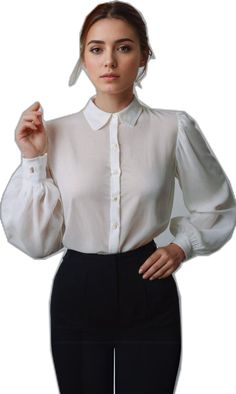 Puff Sleeve Blouson Shirt For Daywear, Daywear Shirt With Puff Sleeves, Classic Blouse With Cuffed Sleeves, Formal Tops With Puff Sleeves And Cuffed Details, Classic Solid Blouse With Cuffed Sleeves, Classic Puff Sleeve Office Tops, Classic Puff Sleeve Tops For Office, Office Blouse With Balloon Gathered Sleeves, Puff Sleeve Blouse With Button Closure For Office