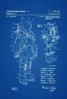 the blueprint version of an astronaut's space suit is shown in this image