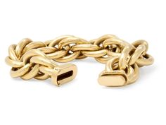 Of overlapping link design, in high polish 18k yellow gold. Signed NM for Neiman Marcus. Luxury Gold Jewelry With Maker's Mark, Marcus & Co Jewelry, Vintage Bangle Bracelets, Jewellery Marketing, Link Design, Vintage Bangles, 22k Gold, Gold Design, Tiffany & Co.