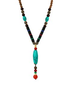 PRICES MAY VARY. Handcrafted Elegance: This vintage-inspired necklace features created turquoise wood beads and a created turquoise pendant, exuding a bohemian charm. Long Necklace Style: With its generous length, this necklace can be worn as a long, layered accessory or wrapped for a chic, multi-strand look. Unique Design: Each necklace is handmade, ensuring that every piece is one-of-a-kind and truly special. Versatile Accessory: The timeless created turquoise hue complements a wide range of o Adjustable Turquoise Necklace With Wooden Beads, Turquoise Wooden Beads Necklace For Festivals, Traditional Turquoise Beaded Necklaces With Wooden Beads, Traditional Turquoise Beaded Necklace With Wooden Beads, Traditional Turquoise Beaded Necklaces For Meditation, Bohemian Turquoise Beaded Necklaces With Wooden Beads, Spiritual Turquoise Necklaces With Wooden Beads, Spiritual Turquoise Necklace With Wooden Beads, Traditional Turquoise Necklace With Wooden Beads