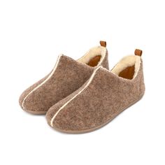 Made out of 100% Recycled Polyester. Lining + Insole 100% Real Wool Soft cushioning insole for walking comfort. Removable  insoles Outsole:Natural rubber  Suitable for both indoor and outdoor wear Handmade Comfortable Cushioned Round Toe Slippers, Indoor Slippers With Textured Sole And Round Toe, Comfortable Non-slip Brown Slippers, Brown Outdoor Slippers With Cushioned Footbed, Outdoor Brown Slippers With Cushioned Footbed, Brown Non-slip Slippers, Brown Cushioned Outdoor Slippers, Outdoor Brown Slippers With Textured Footbed, Beige Cushioned Slippers For Indoor Use