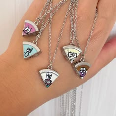 This adorable and fun set of pizza necklaces is the perfect gift for best friends.Each necklace features a cute cartoon pizza pendant.representing the bond and friendship between your group of five besties.It's a lovely way to celebrate birthdays or any special occasion with your closest friends.These handmade necklaces are made from high quality materials and come in a set of 5. So each friend can have their own special piece.Whether you're throwing a pizza themed party or just want to show off Bff Charms Friendship Necklaces, Cheap Playful Jewelry For Friendship, Cheap Trendy Necklaces For Friendship, Friendship Necklaces For 2 Fish, Cheap Cheerful Friendship Jewelry, Best Friend Necklaces For Brother And Sister, Cheap Colorful Jewelry For Friendship, Bestfriend Necklace For 5, Colorful Cheap Jewelry For Friendship