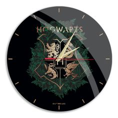 a harry potter clock with hogwarts on it