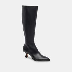 AUGGIE BOOTS BLACK LEATHER – Dolce Vita Chocolate Leather, Sweater Dresses, Wide Calf Boots, Comfortable Boots, Dolce Vita Shoes, Wide Calf, Wide Boots, Calf Boots, Pleated Midi Skirt