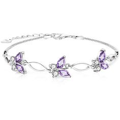 PRICES MAY VARY. ✦DESIGN✦The butterflies bracelet is secured with double chains, butterflies symbolizing hope,freedom,romance,and commitment or friendship for a loved one ✦MATERIAI✦The delicate butterflies bracelet is made of 925 sterling silver and high quality amethyst,it is comfortable to wear. ✦SIZE✦Bracelet chain length: 6.8 inches +1.97 inches of adjustable extension chain,crystal butterfly size is 8mm*6mm,Weight:4g. ✦JEWELRY GIFT ✦The butterflies bracelet is is a stylish jewelry gift plac Butterflies Bracelet, Silver Butterflies, Diamonds Bracelet, Crystal Butterfly, Butterfly Bracelet, Bracelet Chain, Butterfly Jewelry, Bracelet Sterling Silver, Wedding Board