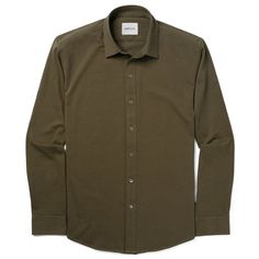 Men's Casual Button Down Shirt in Gray Cotton Jersey | Batch Classic Cotton Button-up T-shirt, Fitted Cotton Dress Shirt For Everyday, Classic Khaki Cotton Shirt, Classic Unstructured Khaki Shirt, Classic Button-up Cotton T-shirt, Classic Everyday Khaki Tops, Classic Khaki Tops For Everyday, Classic Cotton T-shirt For Business Casual, Classic Solid Color Shirt For Casual Gatherings