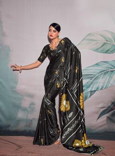 Black Pure Sartin Wedding Wear Saree, Saree for USA Women, Silk Saree, Pre Stitched Saree, Saree for Women, Saree, Silk Saree, Sarees. - Etsy