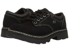 SKECHERS Parties - Mate - Women's Lace up casual Shoes : Black Scuff Resistant Leather : The SKECHERS Parties - Mate oxford will complement your casual style with a scuff-resistant finish, contrast topstitching, and a durable outsole. Leather upper features durable overlays. Lace-up design provides a secure fit. Rounded plain toe. Padded tongue and collar. Signature logo hardware at the side panel. Breathable man-made lining. Cushioned comfort insole provides long-lasting comfort. Thick lug trac Casual Lace-up Walking Shoes With Reinforced Toe, Casual Low-top Walking Shoes With Reinforced Toe, Casual High-top Walking Shoes With Reinforced Toe, Casual Walking Shoes With Reinforced Toe, Casual Ankle-high Sneakers With Leather Footbed, Casual Low-top Sneakers With Reinforced Toe, Black Low-top Walking Shoes With Leather Footbed, Black Walking Shoes With Leather Footbed, Black Leather Footbed Walking Shoes With Round Toe