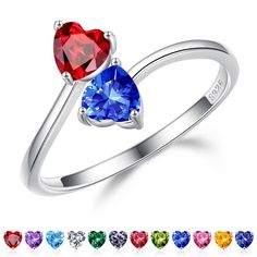 PRICES MAY VARY. GIFTS FOR WOMEN: Our double birthstone rings are available in 78 styles. You can give your wife, girlfriend, mom or other your love a big surprise on Mother's Day, Birthday, Christmas, Valentine's Day or other special occasions. Our elaborate double birthstone, one representing your birth month and one representing hers. When she wear this ring, she will genuinely happy for this. MEANING: Adjustable ring with double heart birthstone symbolizes your forever love for the special w Heart Cut Birthstone Rings For Birthdays, Heart Cut Birthstone Rings For Birthday, Mother's Day Wedding Sterling Silver Birthstone Ring, Mother's Day Wedding Birthstone Ring In Sterling Silver, Anniversary Sapphire Ring, Sterling Silver Birthstone Ring For Valentine's Wedding, Birthstone Ring For Anniversary Gift, Gemstone Rings For Valentine's Day Anniversary, Sterling Silver Gemstone Rings For Valentine's Day