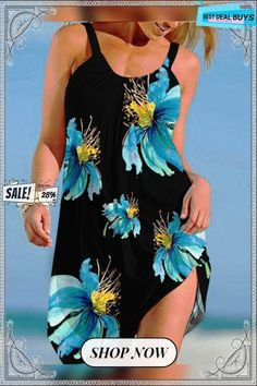 Women's Summer Beach Suspender Dress Beach Season Printed Dress With Spaghetti Straps, Beach Season Dresses With Spaghetti Straps And Print, Spaghetti Strap Printed Dress For Beach Season, Printed Spaghetti Strap Sundress For Beach Season, Spring Printed Sundress For Beach Party, Printed Sundress With Spaghetti Straps For Beach Season, Printed Sundress For Spring Beach Party, Casual Spring Beach Dress For Holiday, Casual Spring Holiday Beach Dress