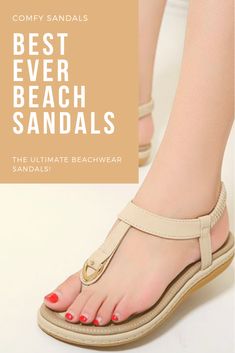 Cushioned Slip-on Slingback Sandals For Beach, Comfortable Slip-on T-strap Sandals For Beach, Beige Sport Sandals With Cushioned Footbed For Summer, Beige Slip-on Sport Sandals For Summer, Beige Open Toe Sport Sandals For Beach, Adjustable Cushioned Flip Flops For Summer Outings, Slip-on Synthetic T-strap Sandals For Beach, Beige Synthetic T-strap Sandals For Beach, Synthetic Slip-on T-strap Sandals For Beach