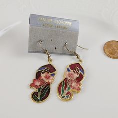 New Vintage Cloisonne Earrings. Red Gold, Pink Blue Green French Hook Pierced Earrings. Please See Pictures For Details Condition And Measurements To Ensure Proper Fit. Thanks For Looking!. Red Metal Earrings For Summer, Red Flower Shaped Jewelry For Summer, Red Flower-shaped Jewelry For Summer, Summer Red Flower-shaped Jewelry, Red Flower Jewelry For Summer, Red Flower-shaped Summer Jewelry, Summer Flower Shaped Red Jewelry, Red Dangle Flower Earrings, Red Nickel Free Drop Flower Earrings