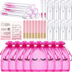 PRICES MAY VARY. Eyelash Aftercare Good Helper: you will receive 40 pieces eyelash makeup supplies, 8 pieces disposable mascara tube wands brushes, 8 pieces eyelash aftercare bags, 8 pieces empty foaming bottles, 8 pieces cleaning brushes and 8 pieces lash extension aftercare instructions cards, one set can comprehensively care for eyelashes; Suitable for travel and business trip, good for beginners to practice, makeup artist makeover or personal daily use Eyelash Aftercare Bags: the bag is abou Beginner Esthetician, Lash Care Kit, Esthetician Office, Eyelash Aftercare, Lash Extensions Care, Lash Extension Aftercare, Practice Makeup, Lash Room Ideas, Eyelash Extensions Aftercare