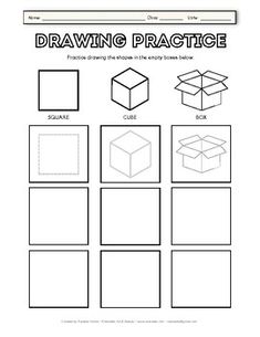 the worksheet for drawing practice is shown in black and white, with different shapes