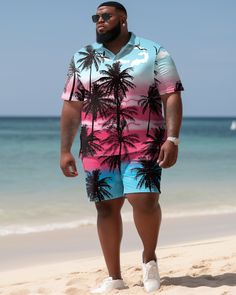 Introducing the Plus Size L-9XL Hawaiian Shirt Shorts Setyour ultimate summer companion! This vibrant outfit features a breezy, short-sleeve Hawaiian-style shirt paired with comfortable shorts, perfect for the modern man who loves to stay stylishly casual. Crafted from lightweight, breathable cotton, this set ensures you stay cool and dry even on the hottest days. With eye-catching prints inspired by the lush landscapes of Hawaii, this ensemble adds a splash of color to any occasion. Available i Pink Relaxed Fit Hawaiian Shirt For Summer, Pink Summer Hawaiian Shirt With Relaxed Fit, Short Sleeve Camp Shirt For Beach In Summer, Casual Pink Hawaiian Shirt For The Beach, Casual Pink Hawaiian Shirt For Beach, Pink Casual Hawaiian Shirt For Beach, Pink Short Sleeve Camp Shirt For Beach, Pink Short Sleeve Camp Shirt For Vacation, Pink Shorts For Beach Party In Summer