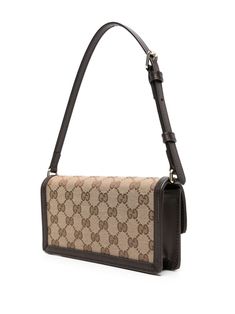 Gg motif mini bag by Gucci. This item is in size UNI and the color is Beige Classic Gucci Rectangular Bag, Brown Monogram Canvas Square Shoulder Bag, Square Brown Monogram Canvas Shoulder Bag, Designer Brown Monogram Canvas Baguette Bag, Vintage Gucci Rectangular Shoulder Bag, Vintage Gucci Shoulder Bag With Removable Pouch, Designer Brown Pouch Baguette Bag, Designer Brown Baguette Bag In Pouch Shape, Vintage Gucci Monogram Canvas Shoulder Bag