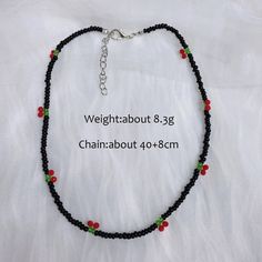 Brand Name: DonarseiMetals Type: Zinc alloyOrigin: Mainland ChinaCN: ZhejiangNecklace Type: Chokers NecklacesMaterial: PlasticGender: WomenModel Number: A-N402Style: BohemiaShape\pattern: PLANTPendant Size: as shownFine or Fashion: FashionChain Type: StrandItem Type: NecklacesStyle: Boho,bohemia necklace,cherry necklaceProduct Name: Choker necklace,necklace womenGender: Necklace for Women/female necklace/lady/girlsType: Suspension,ketting,beaded necklaceOccasions: Anniversary, engagement, gift, party, wedding,school,beach,travelService: Drop shipping ,wholesale,retail Summer Beaded Necklace With Black Round Beads, Summer Black Beaded Round Necklaces, Adjustable Black Beaded Necklace For Summer, Casual Black Clavicle Chain Necklace, Summer Choker With Clavicle Chain As Gift, Black Necklaces With Colorful Beads For Beach, Bohemian Summer Necklace With Black Beads, Bohemian Black Beads Necklace For Summer, Summer Clavicle Chain Choker As Gift