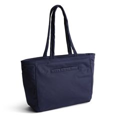 Elevate your everyday style with our Small Hathaway Tote. Designed for the modern woman who values both fashion and functionality, this versatile compact tote offers space for all your essentials while adding a touch of sophistication to any outfit. Step out in style and stay organized on the go with the Small Hathaway Tote. Whether you're heading to the office, running errands, going shopping, traveling or enjoying a day out with friends, our tote offers the perfect combination of style, functionality and convenience to complement your busy lifestyle. Vera Bradley Small Hathaway Tote Bag Women in Blue Navy Nylon Bags For On-the-go, Modern Blue Bag With Functional Pockets, Blue Bags With Functional Pockets For On-the-go, Shoulder Bag With Functional Pockets, Versatile Blue Bags With Functional Pockets, Chic Nylon Bags For Work, Chic Nylon Bags For Workwear, Chic Nylon Workwear Bags, Everyday Use Shoulder Bag With Functional Pockets