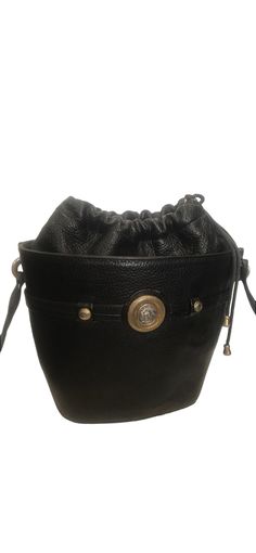 Gianni Versace vintage bucket bag . Leather . Size - height 23 cm , width 27 cm , diameter bottom 13 cm . Very good condition Formal Bucket Bag With Brass Hardware, Classic Bucket Shoulder Bag With Brass Hardware, Bucket Bag With Brass Hardware, Classic Bucket Bag With Brass Hardware, Formal Leather Bucket Bag With Brass Hardware, Formal Bucket Bag With Gold-tone Hardware, Vintage Leather Bucket Bag With Removable Pouch, Formal Bucket Bag With Removable Pouch, Vintage Crossbody Bucket Bag With Removable Pouch