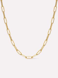 Link Chain Necklace - Laura Bold Everyday Necklace With Oval Link Cable Chain, Everyday Necklace With Rectangular Link Cable Chain, Gold Chain Necklace With Rectangular Links For Layering, Everyday Cable Chain Necklace With Rectangular Links, Timeless Link Chain Necklace With Cable Chain, Rectangular Link Gold Chain Necklace For Layering, Timeless Gold Chain Link Necklace, Yellow Gold Chain Necklace With Rectangular Links For Layering, Layering Cable Chain Link Necklace