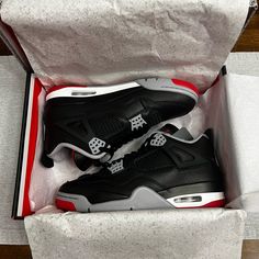 Air Jordan 4 Retro "Bred Reimagined Size 9. Brand New. Just Got Off The Nike Snkrs App Casual Black Air Jordan 4 With Red Sole, Casual Black Air Jordan 4 With Air Cushioning, Black Air Jordan 4 With Boost Midsole, Air Jordan 4 Streetwear With Cushioned Footbed, Air Jordan 4 Synthetic With Cushioned Footbed For Streetwear, Black Air Jordan 4 With Red Sole And Leather, Air Jordan 4 Synthetic For Streetwear, Air Jordan 4 Low-top Sports Shoes With Contrast Sole, Air Jordan 4 Black Synthetic For Streetwear