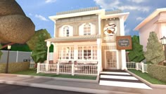 Bloxburg Town Ideas, Bloxburg Homes, Bloxburg Town, Cafe Exterior, Bloxburg Building