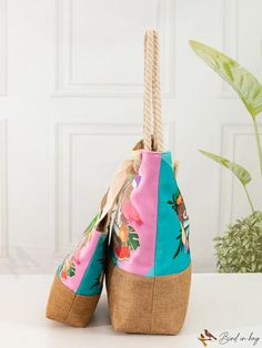 BirdinBag - Spacious Flamingo Summer Beach Tote Bag for Women with Handles Flamingo Design, Beach Tote Bag, Bag Details, Cartoon Letters, Word Wrap, Red Pattern, Bags Tote, Beach Tote Bags, Beach Tote