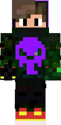 an image of a pixel art character with purple and green colors on his face, standing in front of a white background