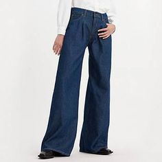 Baggy Dad Wide Leg Women's Jeans - Dark Wash | Levi's® US Loosely Fitted Wide-leg Jeans For Fall, Levi's Wide Leg Jeans For Workwear, Levi's Relaxed Fit Wide Leg Flare Jeans, Levi's Wide Leg Jeans For Everyday Wear, Modern Baggy Wide Leg Jeans, Modern Baggy Wide-leg Jeans, Levi's Relaxed Fit Wide Leg Jeans, Levi's Wide Leg Bottoms For Everyday, Levi's Relaxed Fit Dark Wash Flare Jeans