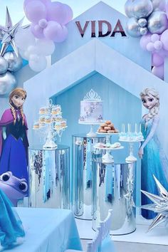 Don't miss this enchanting Frozen birthday party! The dessert table is incredible!! See more party ideas and share yours at CatchMyParty.com