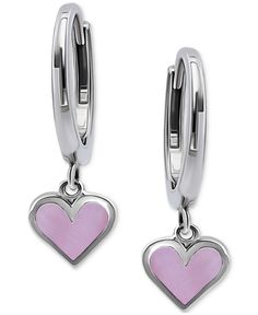 in stock Shell Heart, Pink Heart Earrings, Hoop Drop Earrings, Heart Earrings, Pink Heart, Shells, Hoop Earrings, In Store, Drop Earrings