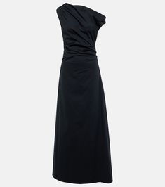 Maxi Phare cotton poplin gown in black - Staud | Mytheresa Elegant Cotton Dresses By Staud, Fitted Cotton Maxi Dress For Evening, Elegant One-shoulder Cotton Dress, Elegant One Shoulder Cotton Dress, Elegant Cotton Maxi Dress For Evening, Turtleneck Sweater Outfit, Bottega Veneta Cassette, Cotton Poplin, Formal Wear