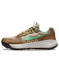 Nike ACG Lowcate 'Limestone Green Glow' DX2256-200 Nike Sneakers For Outdoor, Brown Low-top Trail Running Sneakers, Nike Casual Trail Running Shoes With Rubber Sole, Casual Nike Trail Running Shoes With Rubber Sole, Nike Outdoor Low-top Sneakers, Casual Nike Running Shoes For Hiking, Nike Hiking Shoes With Rubber Sole, Nike Sneakers With Boost Midsole For Outdoor, Nike High-top Hiking Sneakers