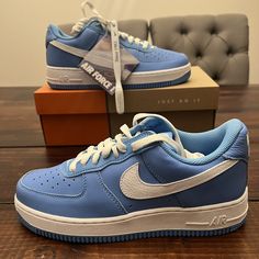 100% Guaranteed Authentic 'Color Of The Month' Limited Edition New With Box Size 7.5 Men's Or Women's 9 Retail Price $150 Style Code: Dm0576-400 Src-96eby138 Custom Light Blue Leather Nike Sneakers, Light Blue Leather Sneakers With Gum Sole, Light Blue Nike Air Force 1 Low-top For Streetwear, Blue Leather Nike Air Force 1 Casual Shoes, Blue Leather Nike Air Force 1 For Streetwear, Casual Blue Leather Nike Air Force 1, Blue Sneakers With Gum Sole And Round Toe, Nike Air Force 1 Blue With Gum Sole, Nike Air Force 1 Light Blue For Streetwear