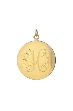 14k gold engraved disc pendant, monogram pendant Engraved 14k Gold Medallion Charms, Personalized Gold Medallion Charms, Personalized Gold Round Pendant Charms, 14k Gold Engraved Medallion Charms, 14k Gold Medallion Engraved Charms, Engraved Yellow Gold Medallion Charms, Gold Round Pendant Charms For Personalized Gifts, Personalized Yellow Gold Pendant Charms, Gold Monogram Round Pendant Jewelry