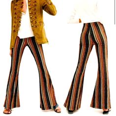 The Cutest Flared Pants From Free People. Stretchy And Light Fabric. Never Worn. Multicolor Stretch Bottoms For Fall, Retro Multicolor Fall Pants, 70s Inspired Wide Leg Pants For Fall, Vintage Stretch Pants For Fall, Fitted Multicolor Pants For Fall, 70s Inspired Fitted Pants For Fall, 70s Inspired Full-length Pants For Fall, 70s Inspired Fitted Fall Pants, Fitted 70s Inspired Fall Pants